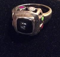 Multicolor Enamel Ring in Sterling Silver ~ Size 6 202//194