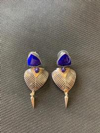 Sterling & Gold Plated Dyed Lapis Post Earrings 202//269