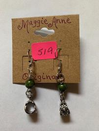 Maggie Anne Originals - Earrings with Green Beads 202//269