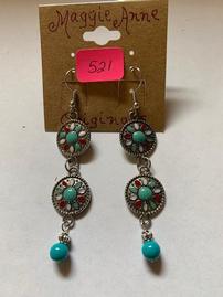 Maggie Anne Originals - Earrings with Faux Coral & Faux Turquoise 202//269