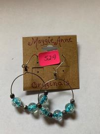 Maggie Anne Originals - Earrings with Blue Beads on Rings 202//269