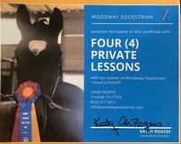 Four private lessons horseback riding