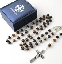 Tiger Eye Bead Rosary from Jerusalem & 3PC Magnet from Jerusalem 202//208