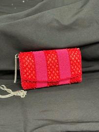 Red/Pink Beaded Handbag 202//269