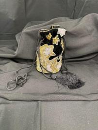 Black Velvet/Gold & Silver Drawstring Handbag 202//269