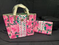 Lily Pulitzer Pink/Green Tote & Envelope Pouch 202//152