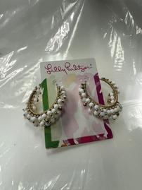 Lilly Pulitzer White/Gold Beaded Hoop Earrings 202//269