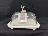 Marble Base, Glass Domed Cheeseboard with Pewter Deer 202//152