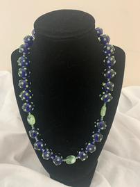 Hand Blown Blue & Green Glass Necklace 202//269